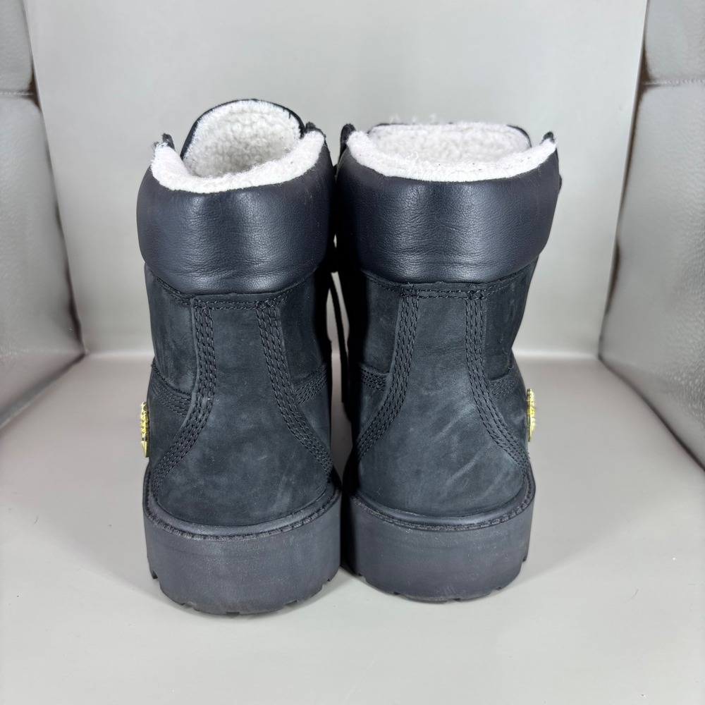 Timberland 6 Inch Premium Black Nubuck Gold Hardware Shearling Boots A433R 6.5Y - Picture 4 of 7